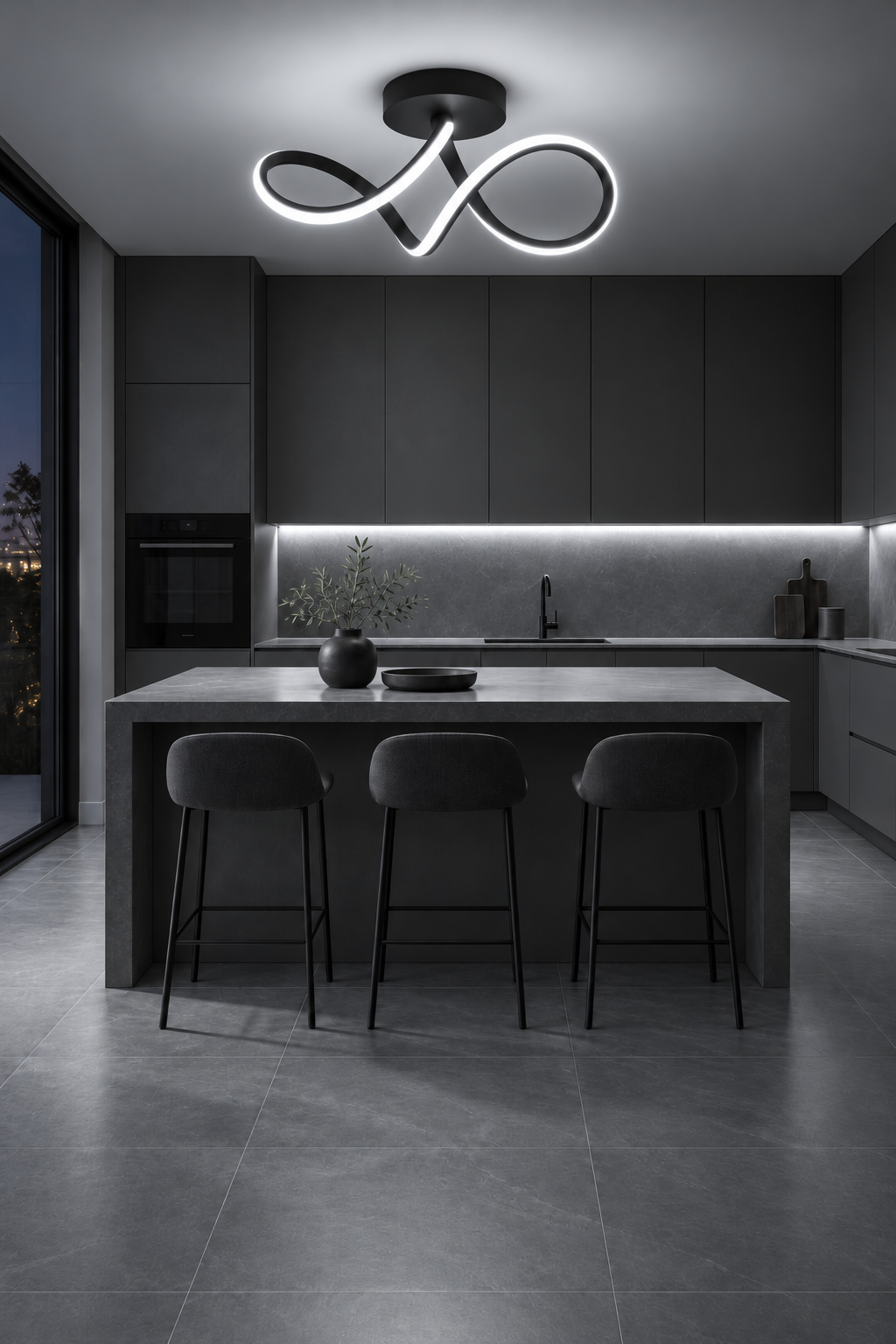 Casabella Modern Siyah Plafonyer Ultra Power Beyaz Ledli Avize