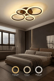 MS38005-4 Modern 3 Renk Ledli Siyah Plafonyer Lüks  4'lü Ledli Avize