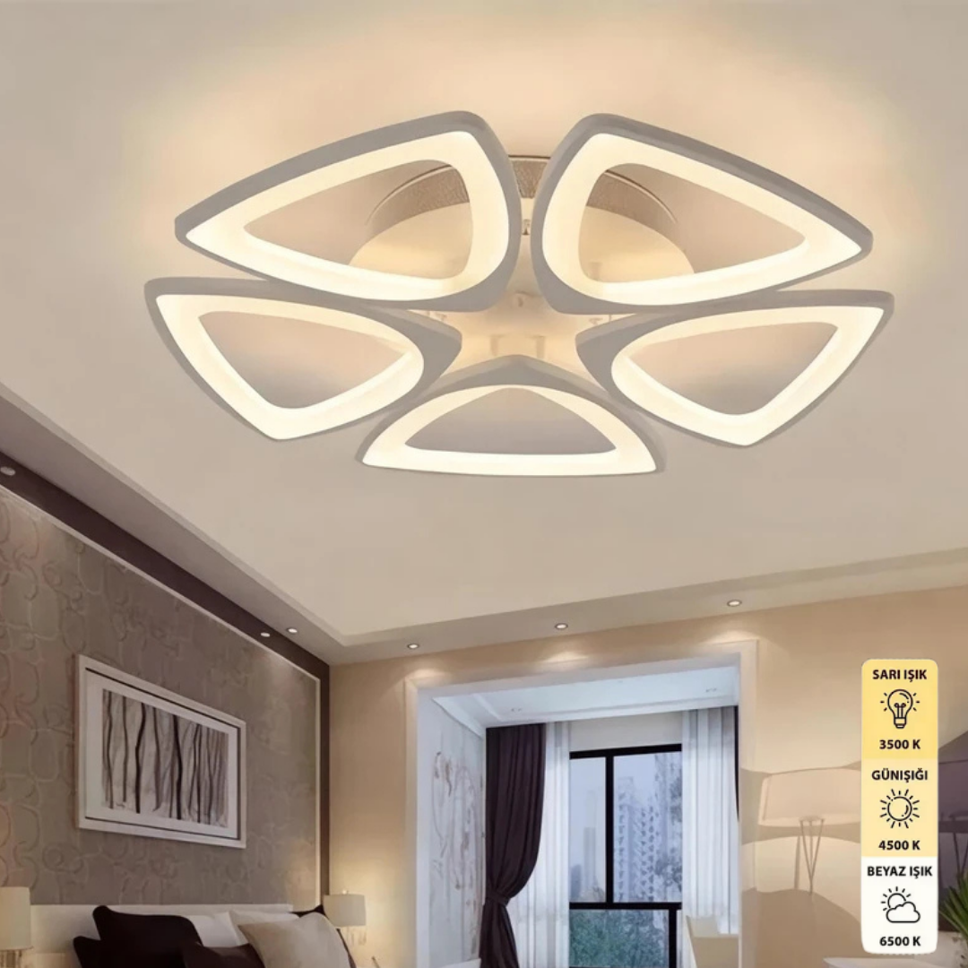 Sophia Beyaz Plafonyer Modern 3 Renk Ledli Avize