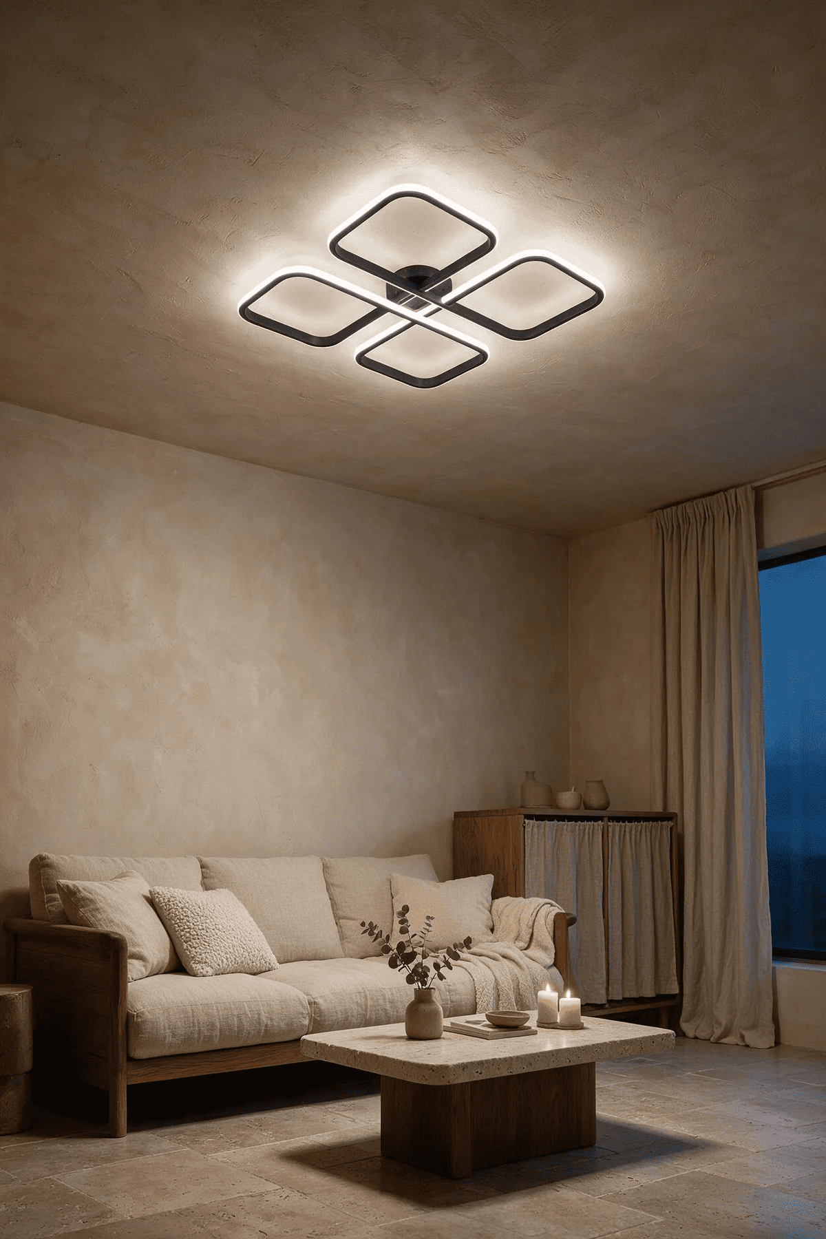 Riva Siyah 3 Renk Plafonyer Led Avize