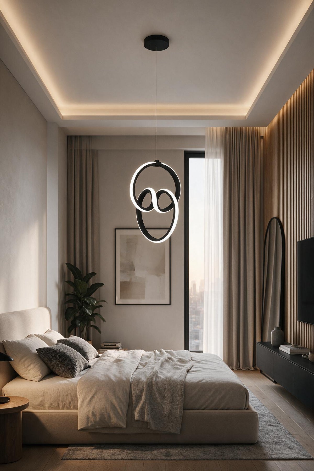 Emily Siyah Modern Sarkıt Led Avize Beyaz Işık Salon Mutfak Oda Hol Ledli Avize