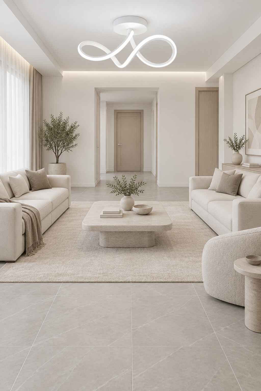 Casabella Modern Beyaz Plafonyer Ultra Power Beyaz Ledli Avize