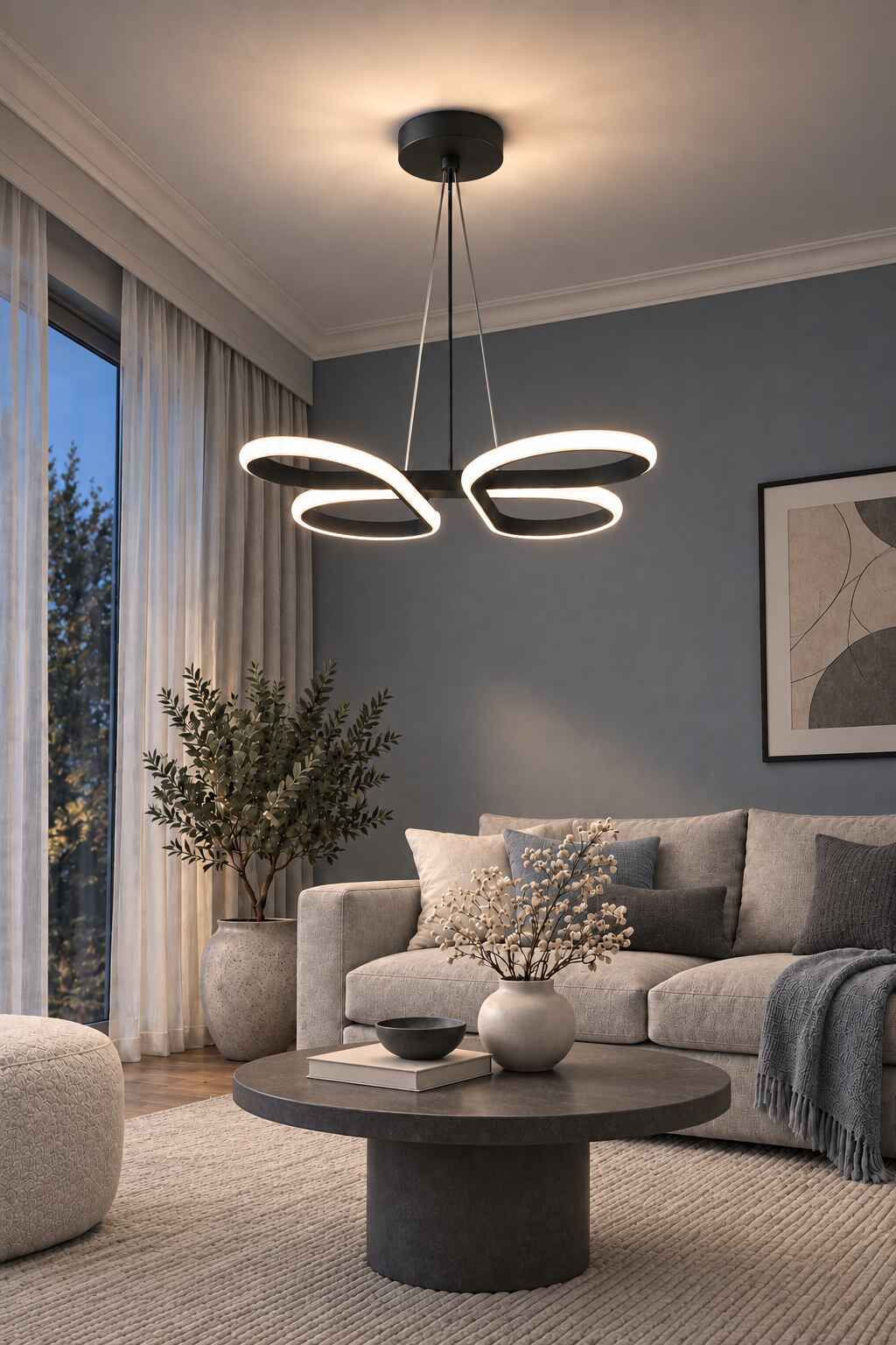 Bohem Siyah Beyaz Ledli Sarkıt Modern Led Avize