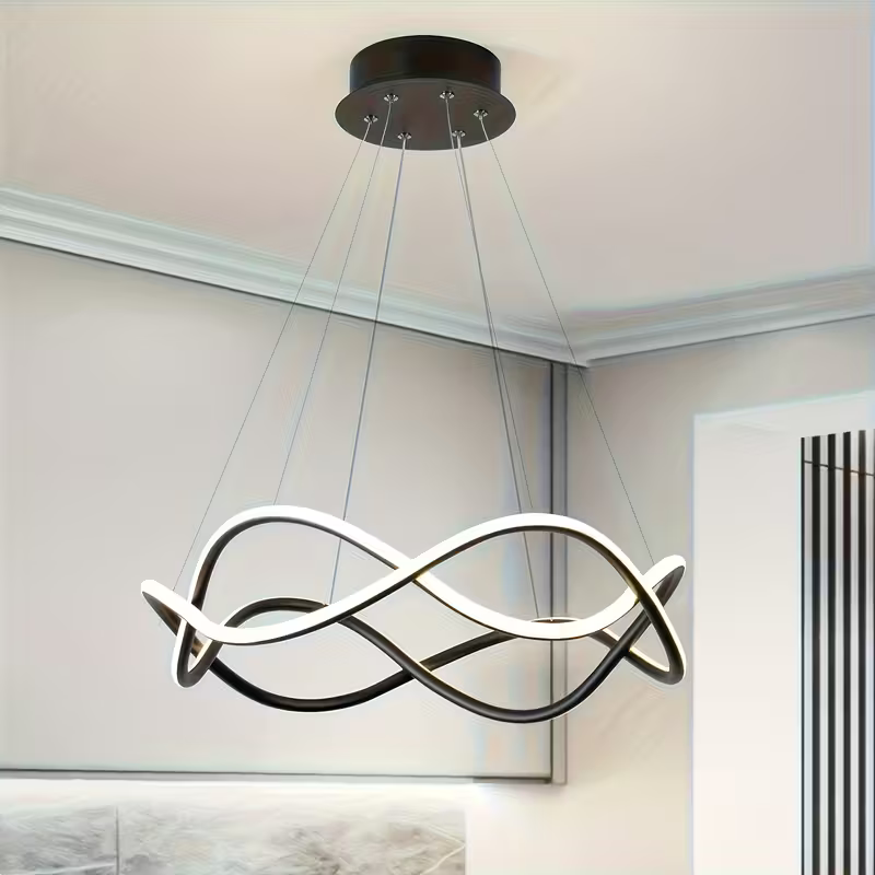 Ezgi Siyah Modern Ultra Süper Beyaz Ledli Avize