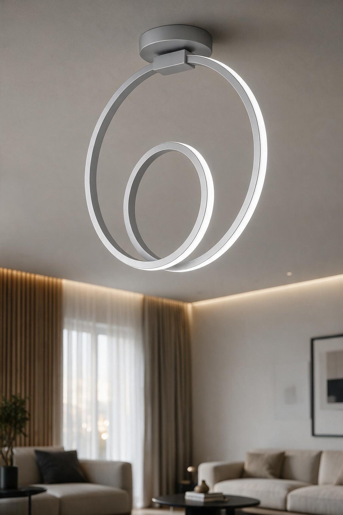 Orjin Gri Tekli Plafonyer Led Beyaz Işık Ultra Ledli Salon Mutfak Oda Hol Ledli Avize
