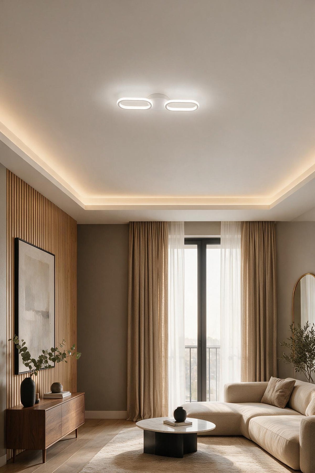 Hermes Modern Beyaz 2'Li Plafonyer Ultra Power Beyaz Ledli Avize