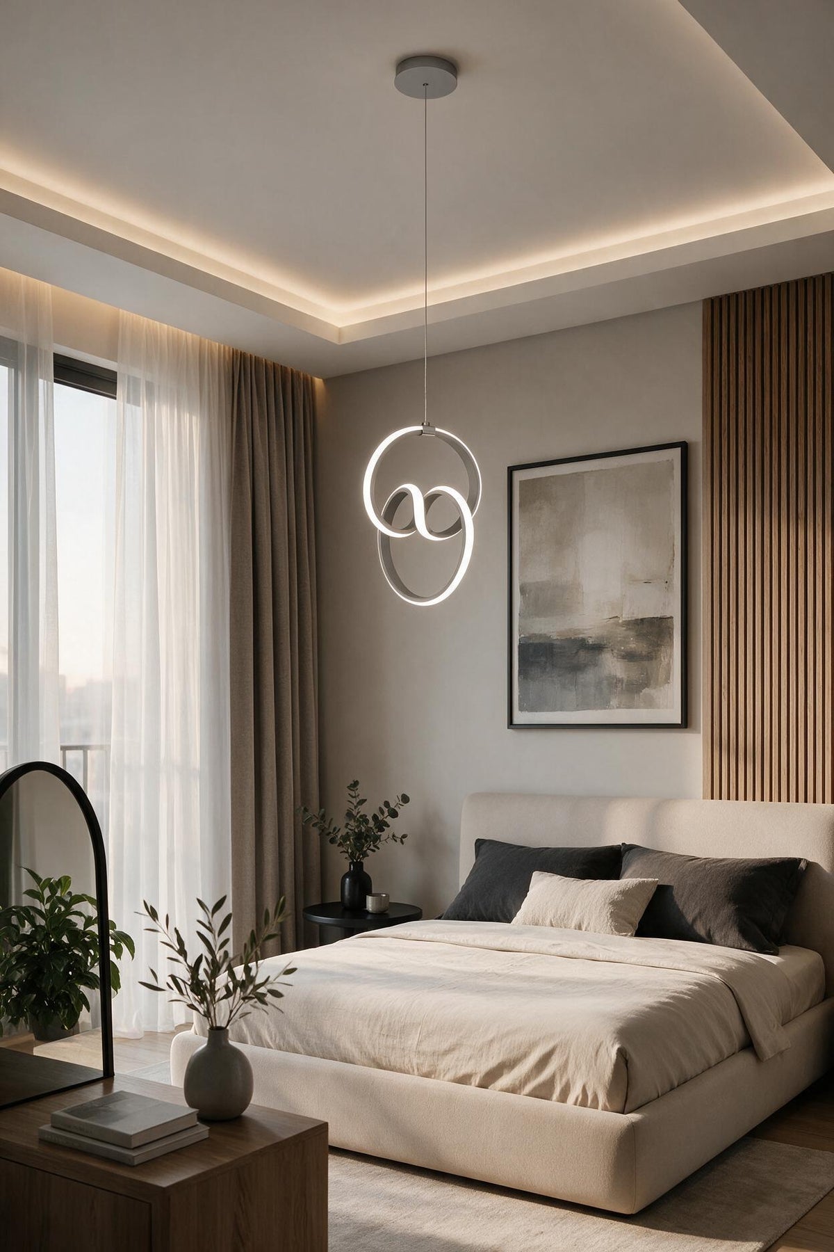 Emily Gri Tekli Sarkıt Led Beyaz Işık Ultra Ledli Salon Mutfak Oda Hol Ledli Avize