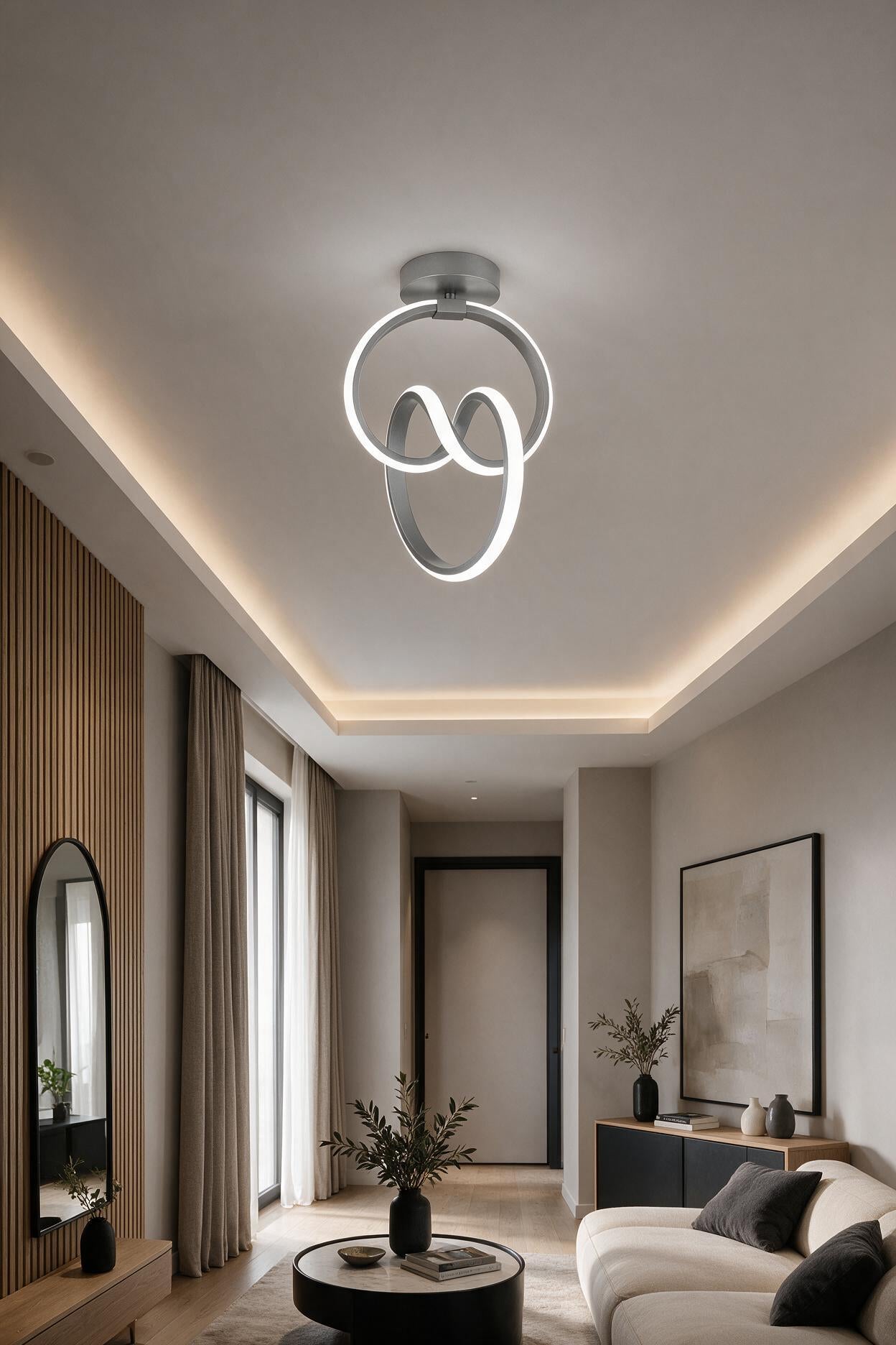 Emily Gri Tekli Plafonyer Led Beyaz Ultra Ledli Salon Mutfak Oda Hol Ledli Avize