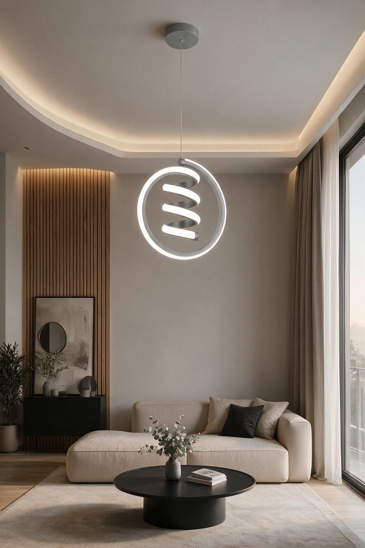 Venita Gri Tekli Sarkıt Led Günışığı Ultra Ledli Salon Mutfak Oda Hol Ledli Avize