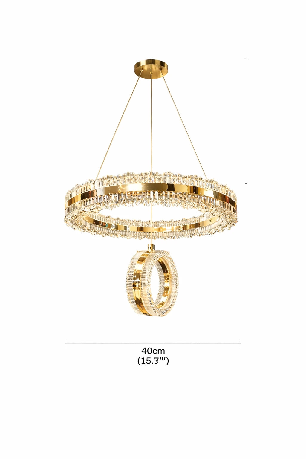 Zerafet Lüks Gold Kaplamalı Çift Yönlü Aydınlatmalı Kumandalı Dimmerli 3 Renk Ledli Avize Led Avize- Çap 40 cm