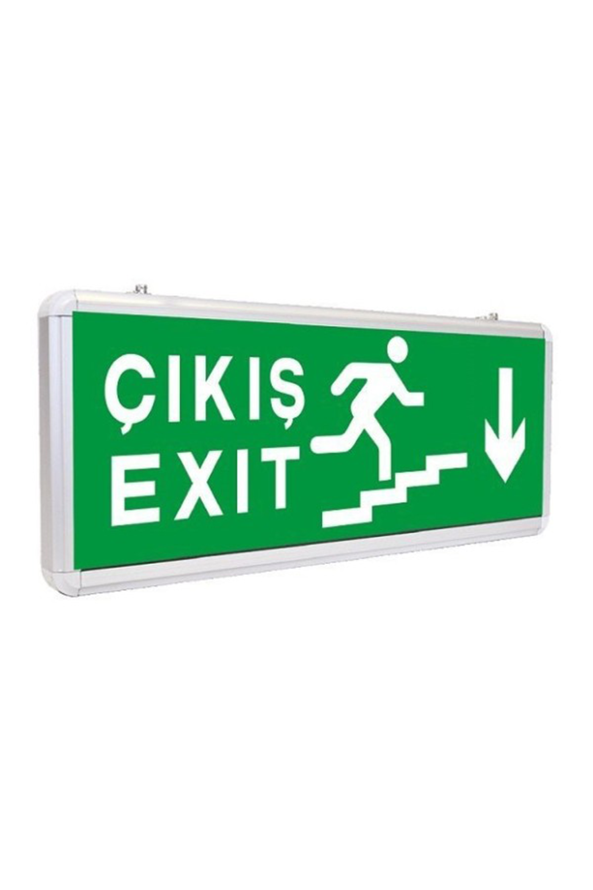 3W LEDli Şarjlı Exit Merdiven Aşağı Çıkış Tabelası