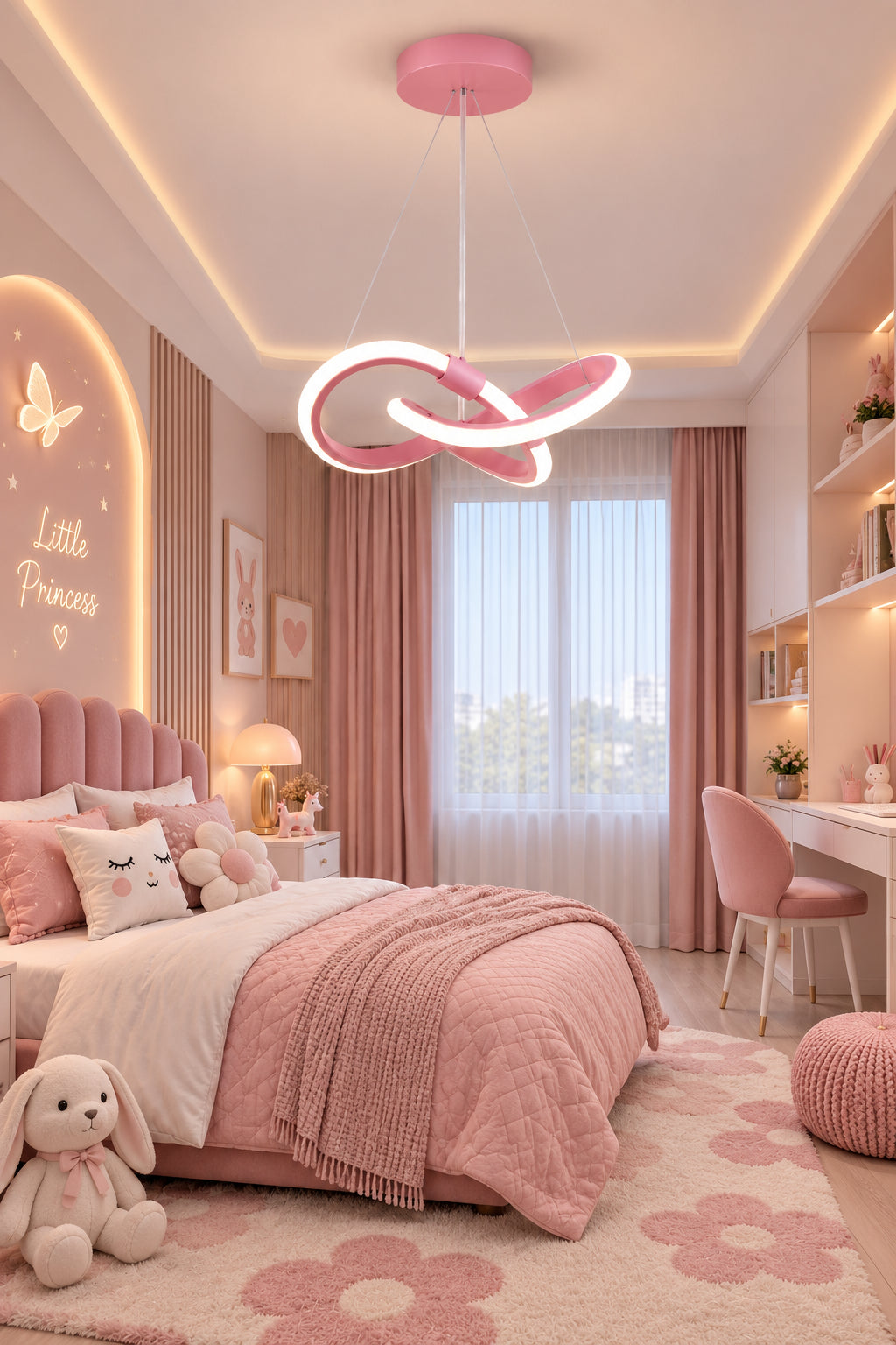 Bonna Modern Tekli Pembe Sarkıt Led Beyaz Işık Power Ledli Salon Mutfak Oda Hol Ledli Avize