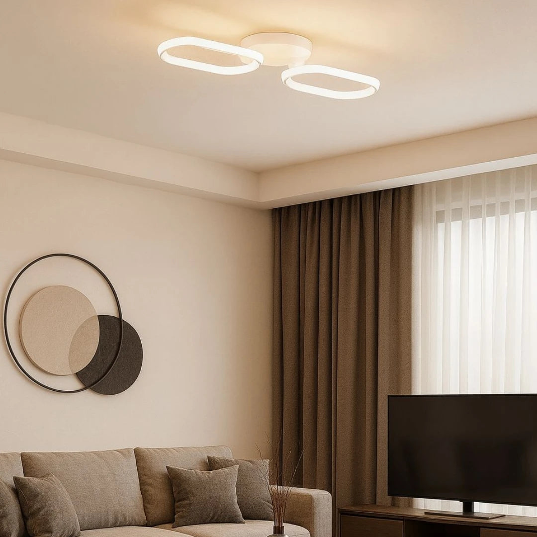 Hermes Modern Beyaz 2'Li Plafonyer Ultra Power Beyaz Ledli Avize
