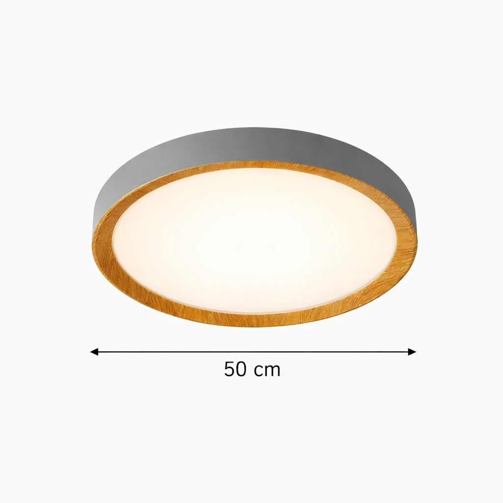 Sahra Özel Kombin 50'Lik Antrasit Ahşap Desenli Uzaktan Kumandalı Plafonyer 3 Renk Ledli Avize Çap - 50 cm