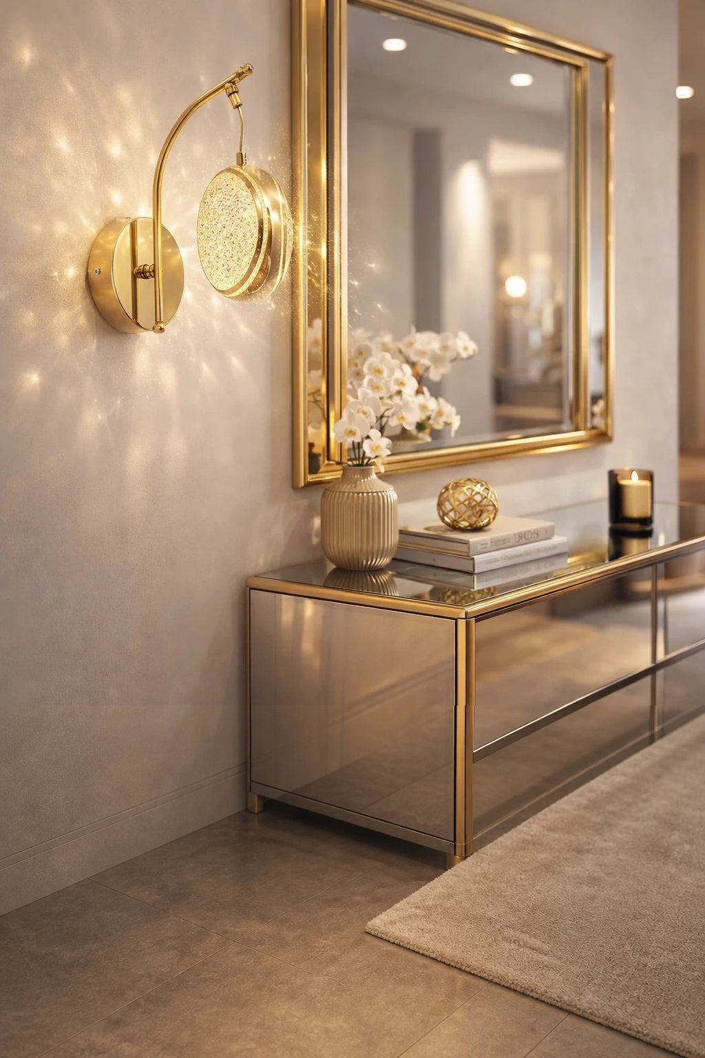 SNM3010 Gold 3 Renk Ledli Lüks Modern Sarkık Tekli Ledli Aplik