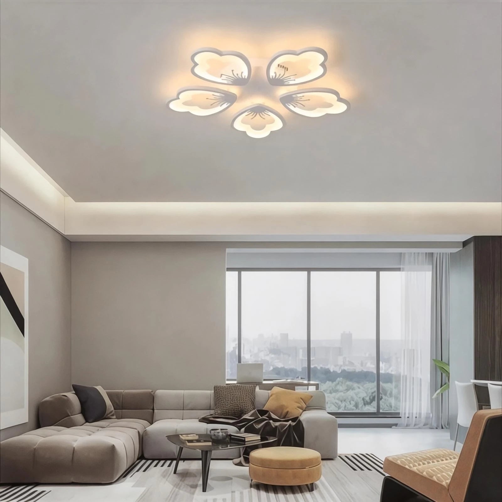 MS17005-5 Beyaz Plafonyer Lüks Modern 5'Lİ Günışığı Ledli Avize