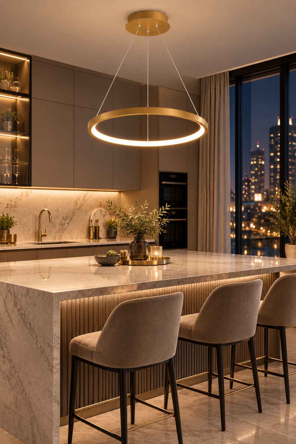 Ringa Eskitme Beyaz Işık Modern Tasarım Led Avize