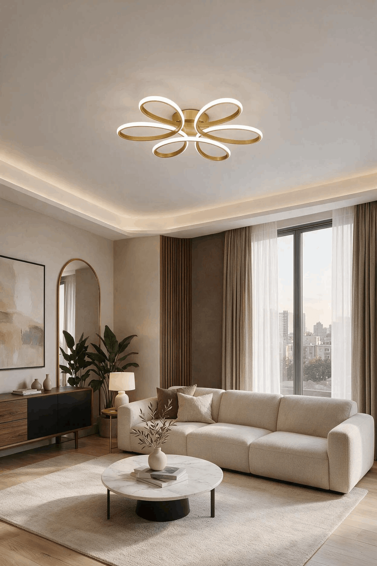 Linda Eskitme Kumandalı 3 Renk 60 cm Plafonyer Avize