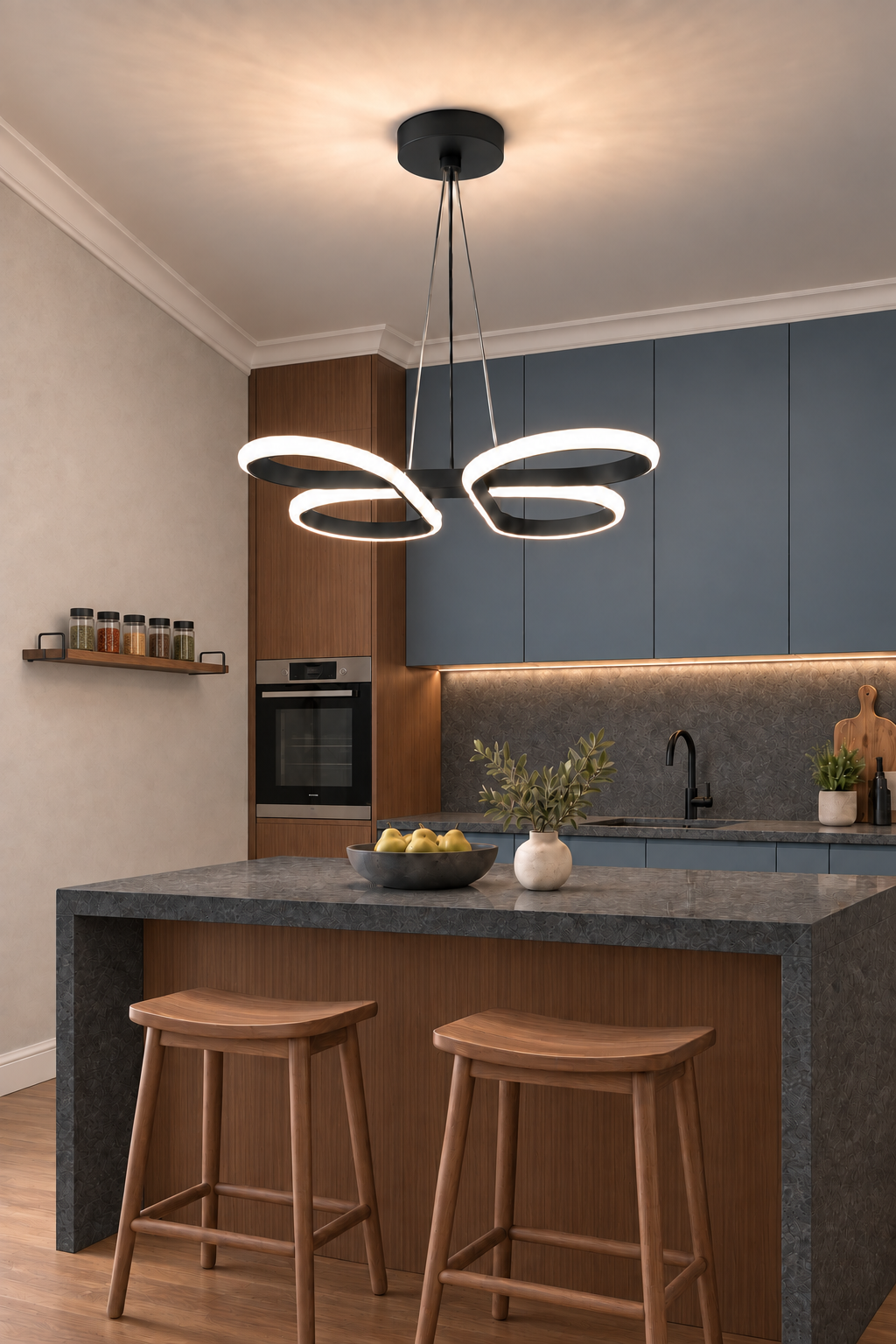 Bohem Siyah Beyaz Ledli Sarkıt Modern Led Avize