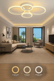 MS38005-4 Modern 3 Renk Ledli  Plafonyer Lüks Beyaz 4'lü Ledli Avize