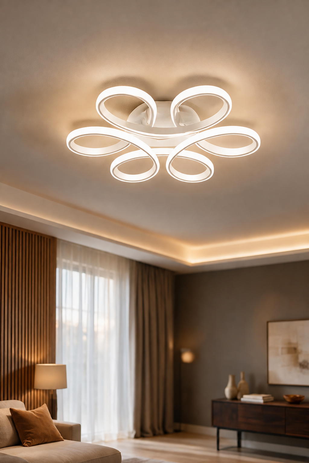 Papatya Modern Beyaz Plafonyer Ultra Power Beyaz Ledli Avize - Çap 40 cm