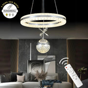 Işıltı Krom Kumandalı 3 Renk Ledli Çift Yönlü Aydınlatmalı Lüks Tasarım Ledli Avize Çap 40 cm Led Avize