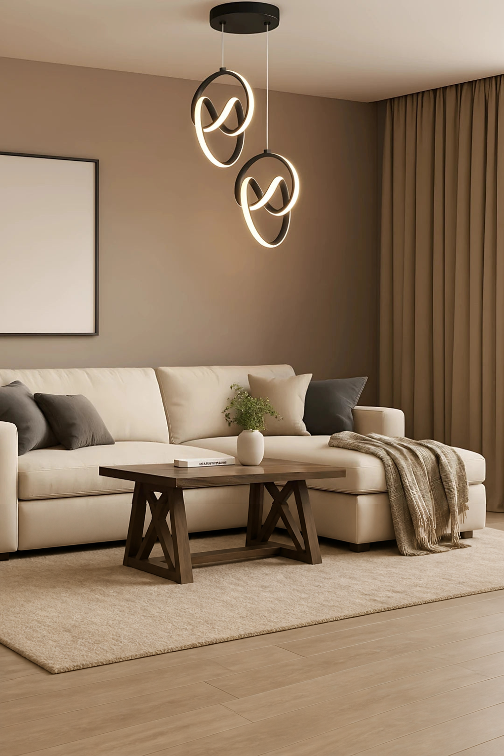 Trend 2'Li Siyah Sarkık Power Beyaz Ledli Avize Modern Led Avize