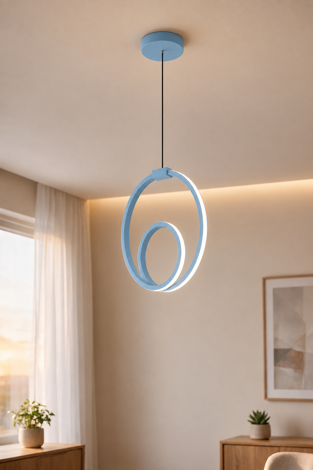 Orjin Mavi Tekli Sarkıt Led Günışığı Ultra Ledli Salon Mutfak Oda Hol Ledli Avize
