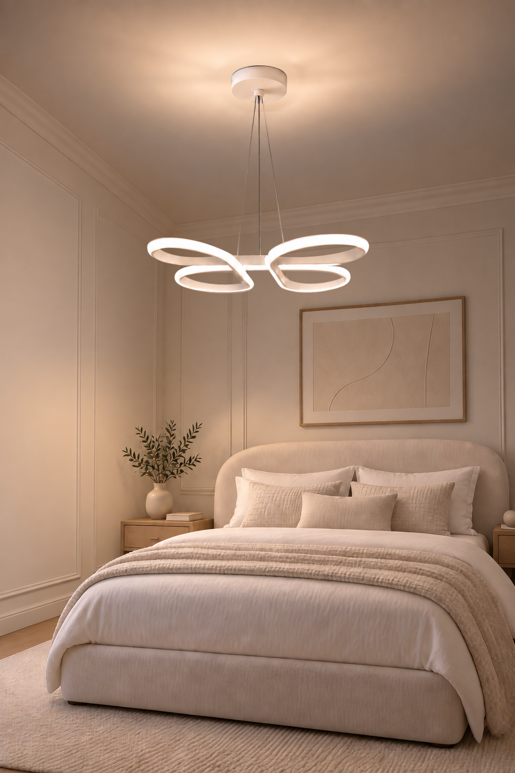 Bohem Beyaz Beyaz Ledli Sarkıt Modern Led Avize