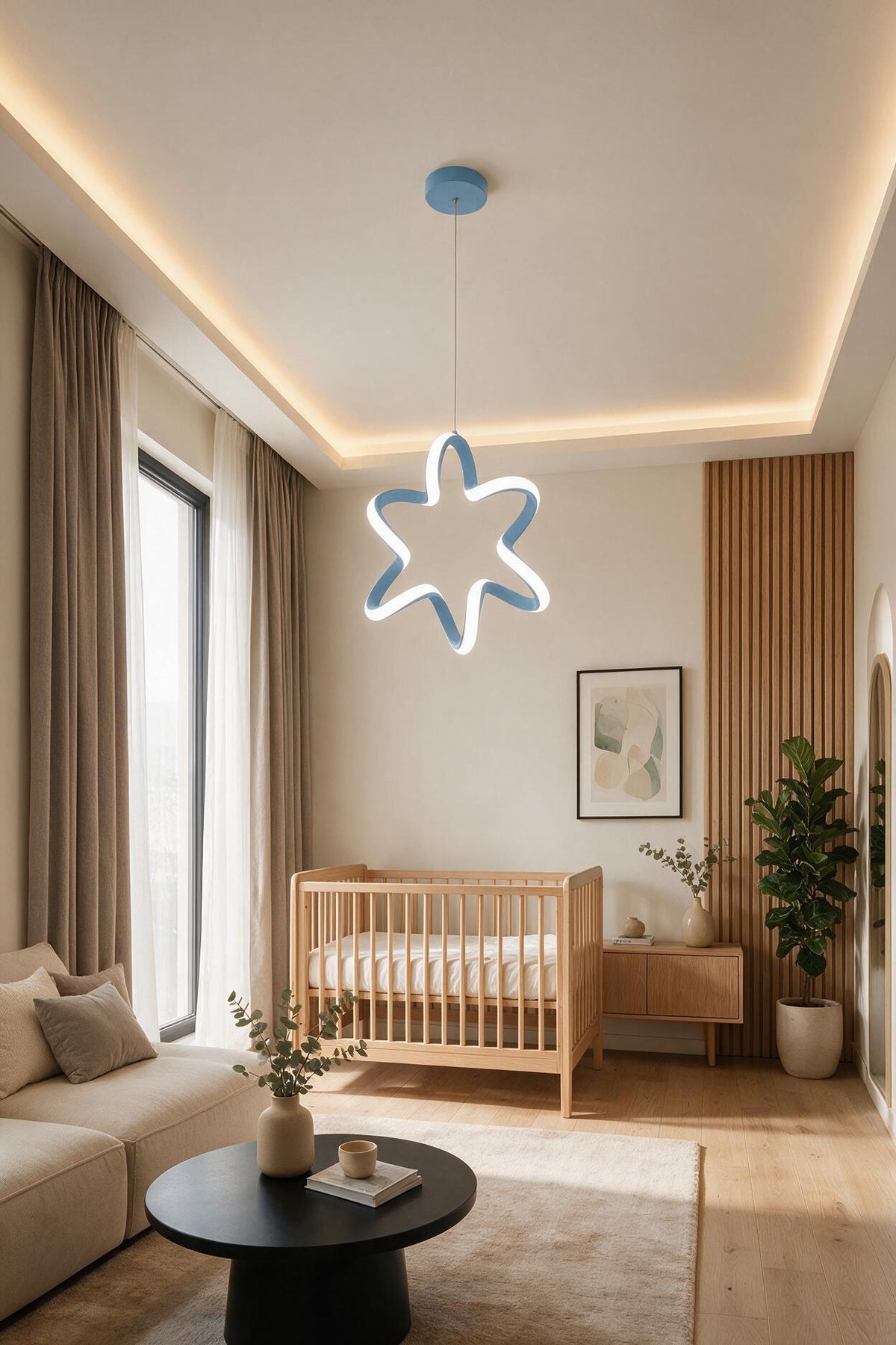 Yıldız Mavi Tekli Sarkıt Led Beyaz Işık Ultra Ledli Salon Mutfak Oda Hol Ledli Avize