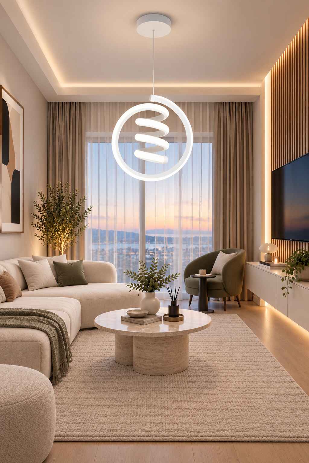 Venita Beyaz Tekli Sarkıt Led Beyaz Işık Ultra Ledli Salon Mutfak Oda Hol Ledli Avize