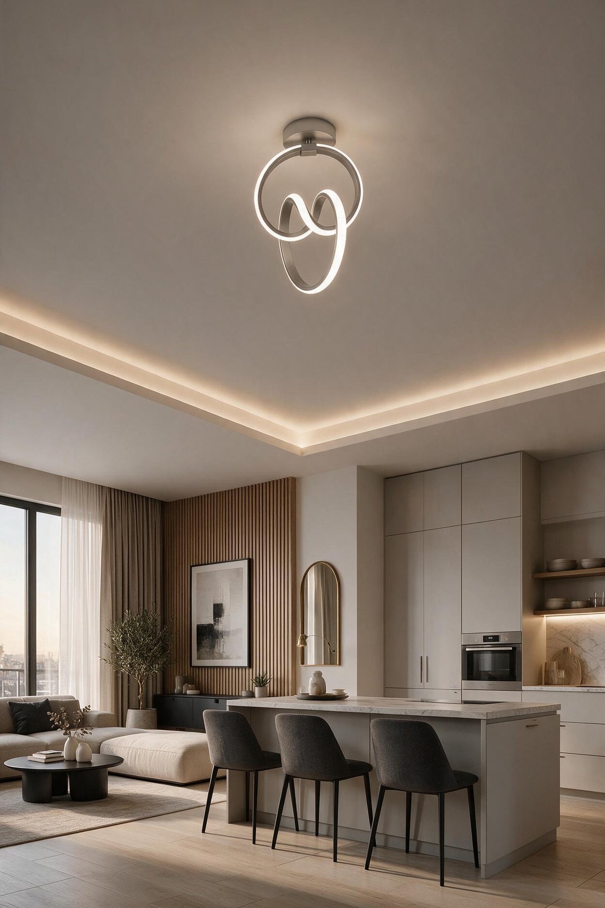 Emily Gri Tekli Plafonyer Led Beyaz Ultra Ledli Salon Mutfak Oda Hol Ledli Avize