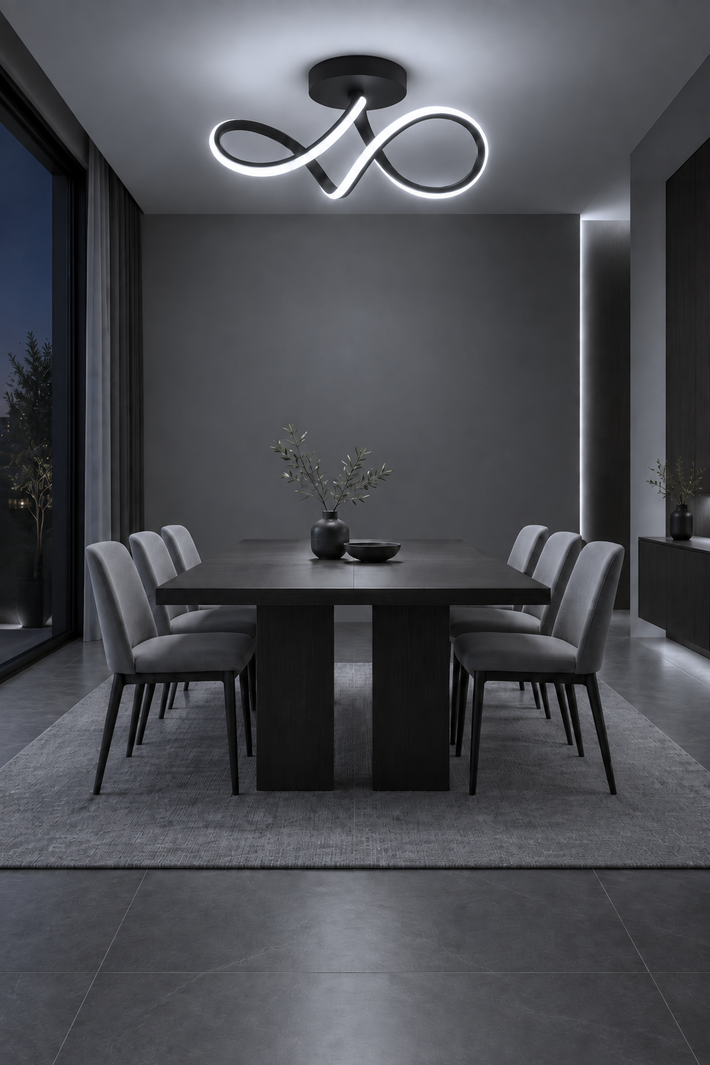 Casabella Modern Siyah Plafonyer Ultra Power Beyaz Ledli Avize