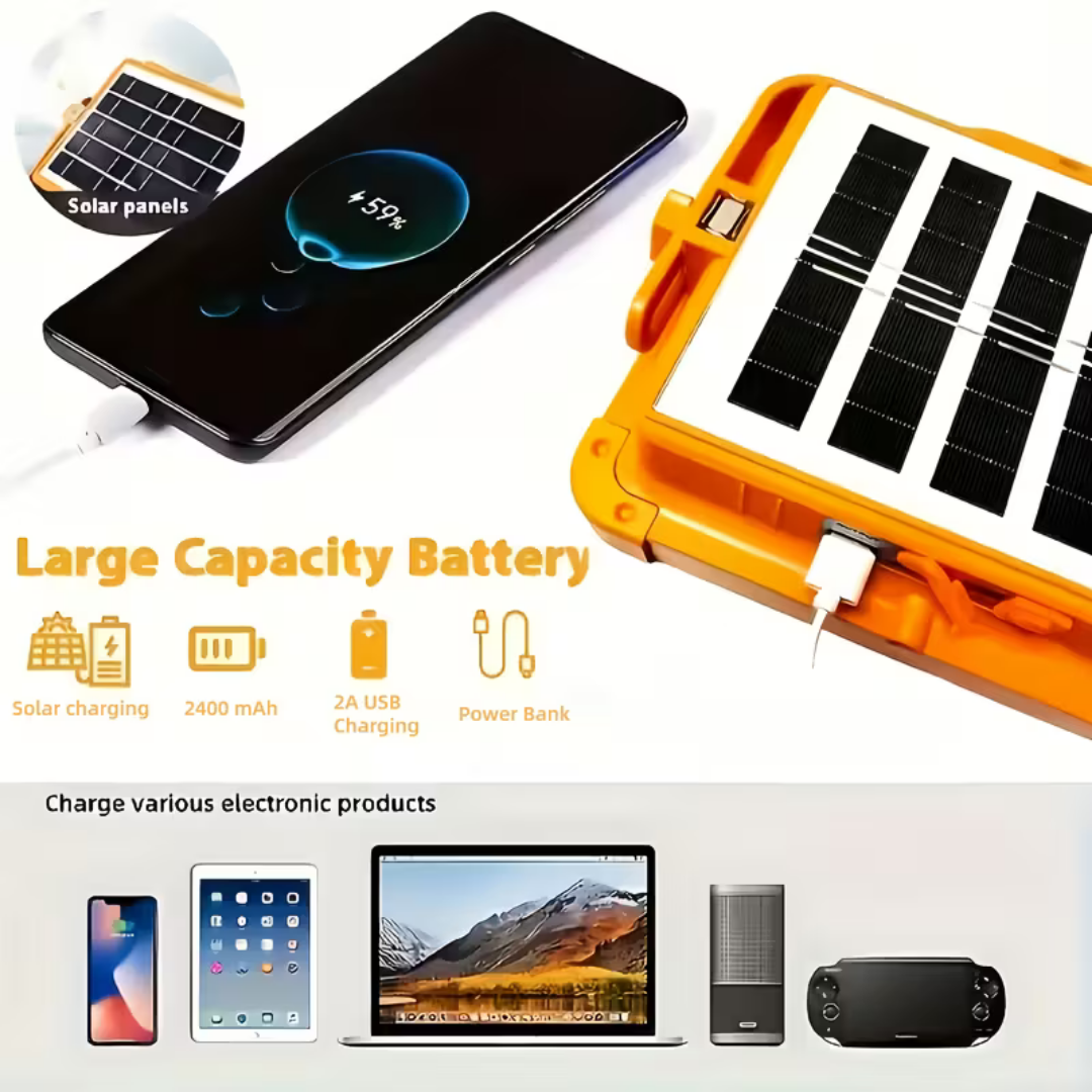 Turbo 800W Güneş Enerjili Solar LED Projektör Taşınabilir 3 Renk ve Çakar Modlu Lamba
