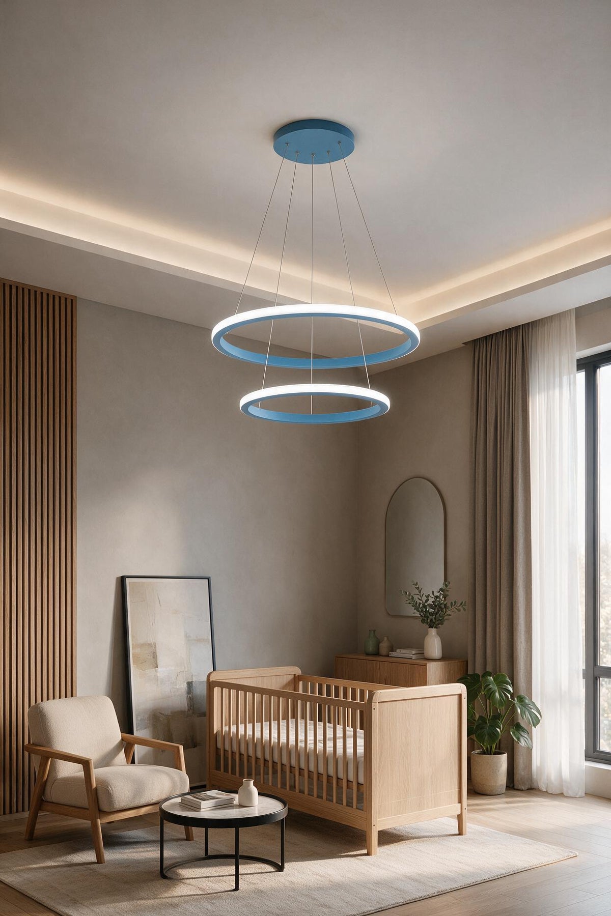 Robin 2 'li Mavi Sarkıt Beyaz Ledli Modern Led Avize