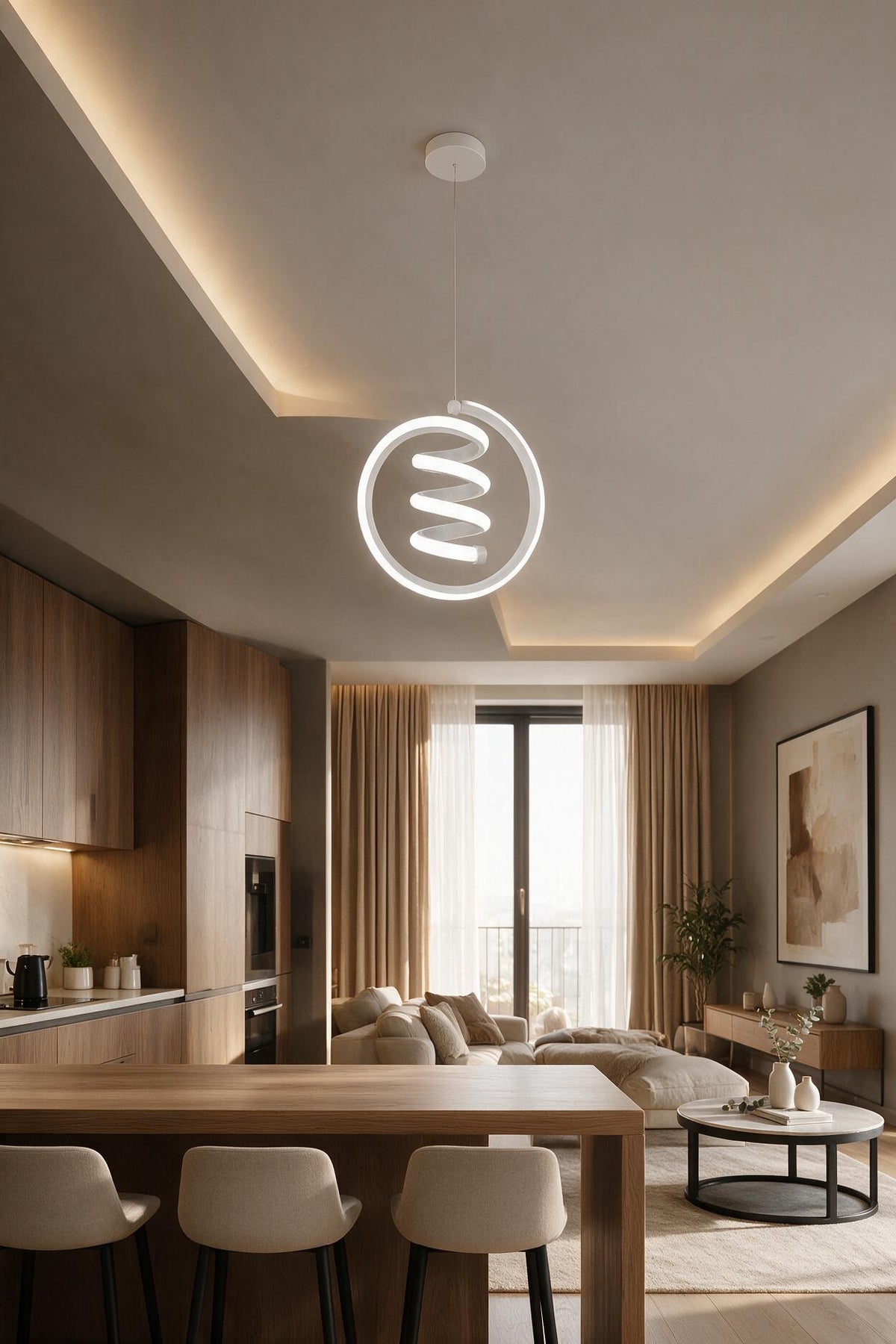 Venita Beyaz Tekli Sarkıt Led Günışığı Ultra Ledli Salon Mutfak Oda Hol Ledli Avize