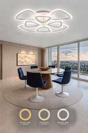 MS39005-4+4 Modern 3 Renk Ledli Mimari Tasarım Beyaz Plafonyer Lüks Modern 8'Lİ Ledli Avize