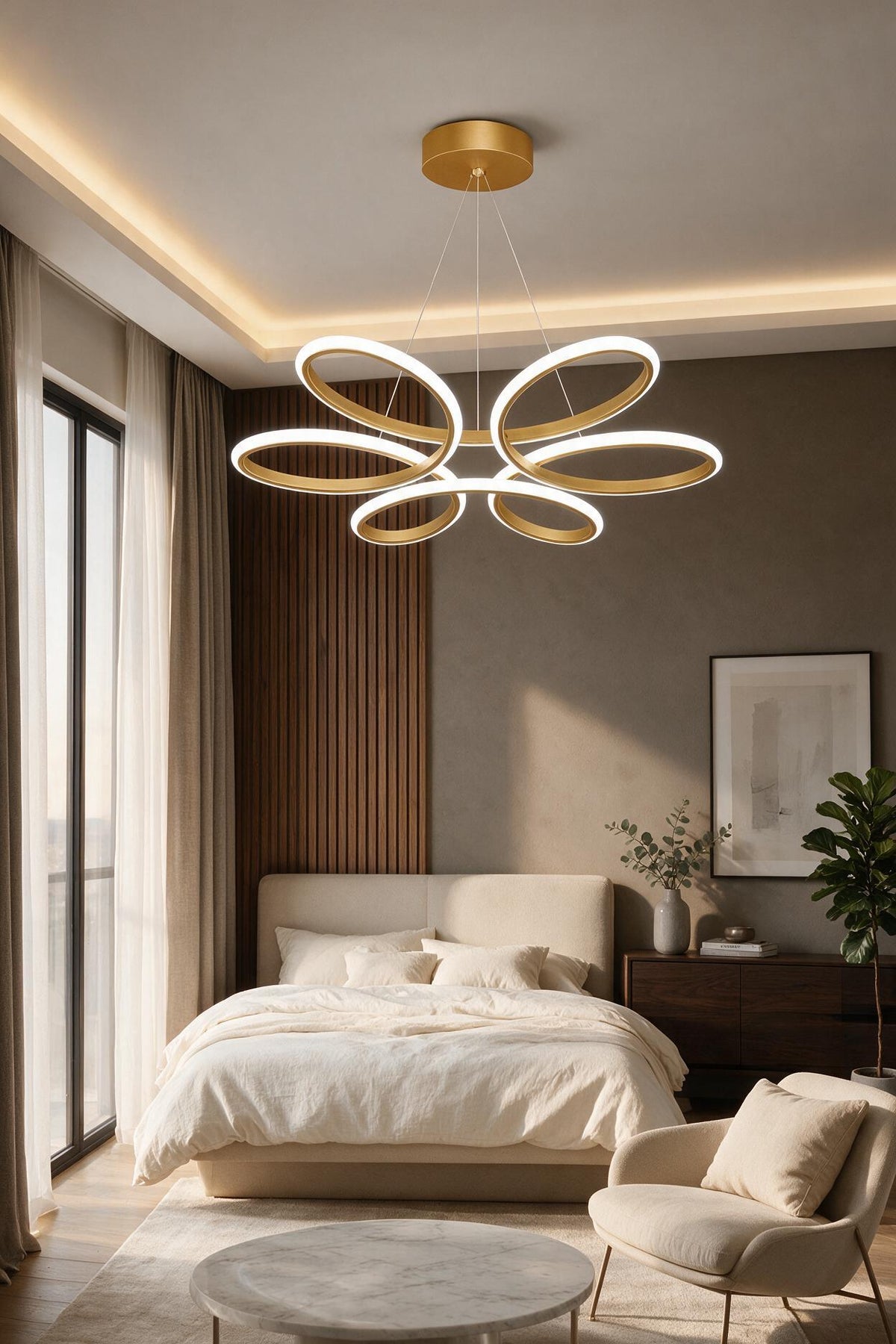 Nipul Eskitme Sarkıt Modern Ultra Süper 3 Renk Işıklı Ledli Avize