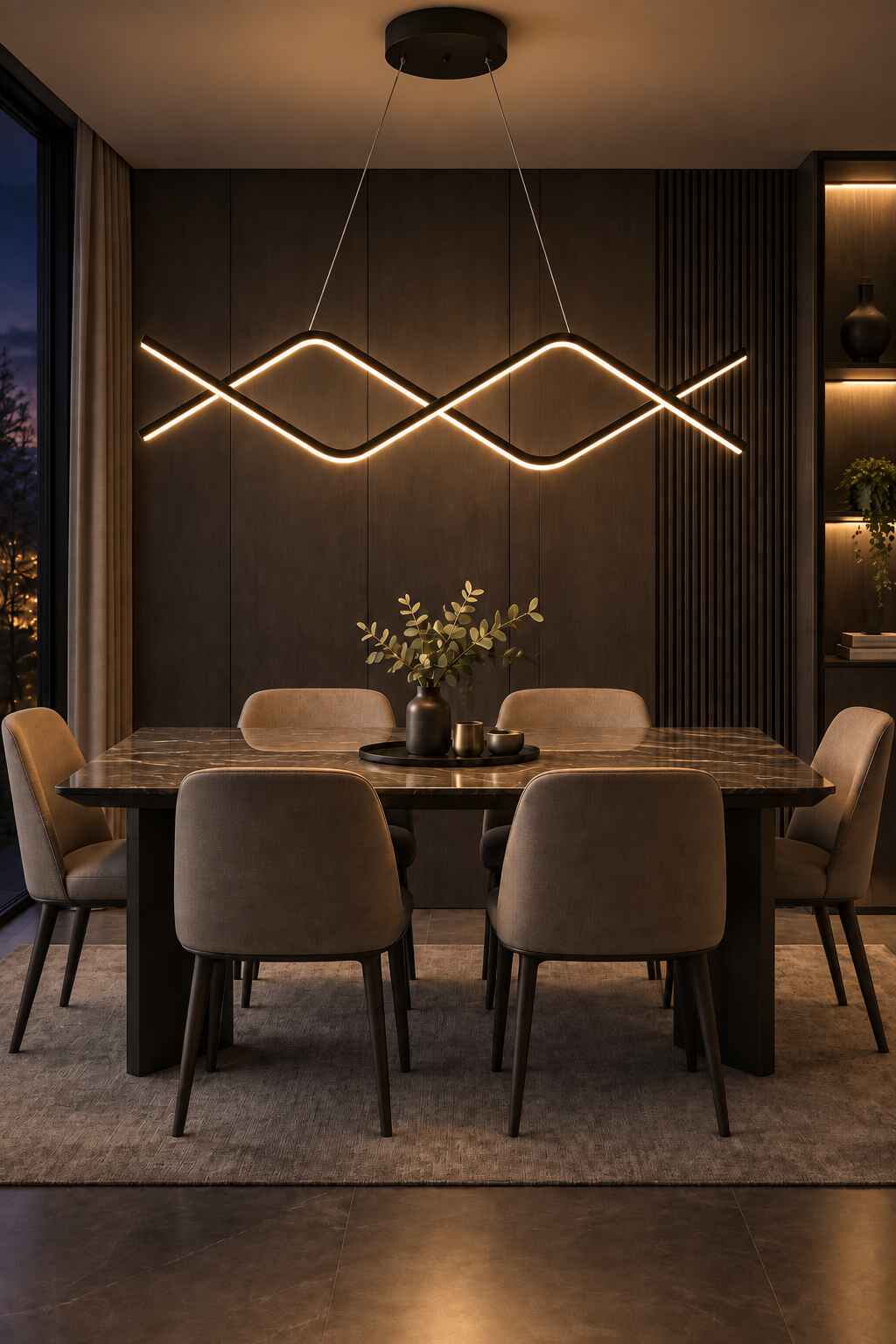 Cameron Mimari Tasarım 3 Renk Ledli Sarkık Modern Ledli Avize -80 cm