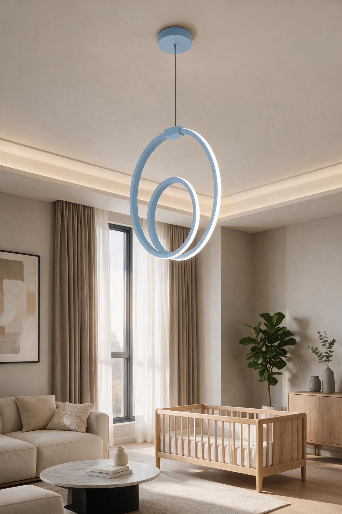 Orjin Mavi Tekli Sarkıt Led Beyaz Işık Ultra Ledli Salon Mutfak Oda Hol Ledli Avize