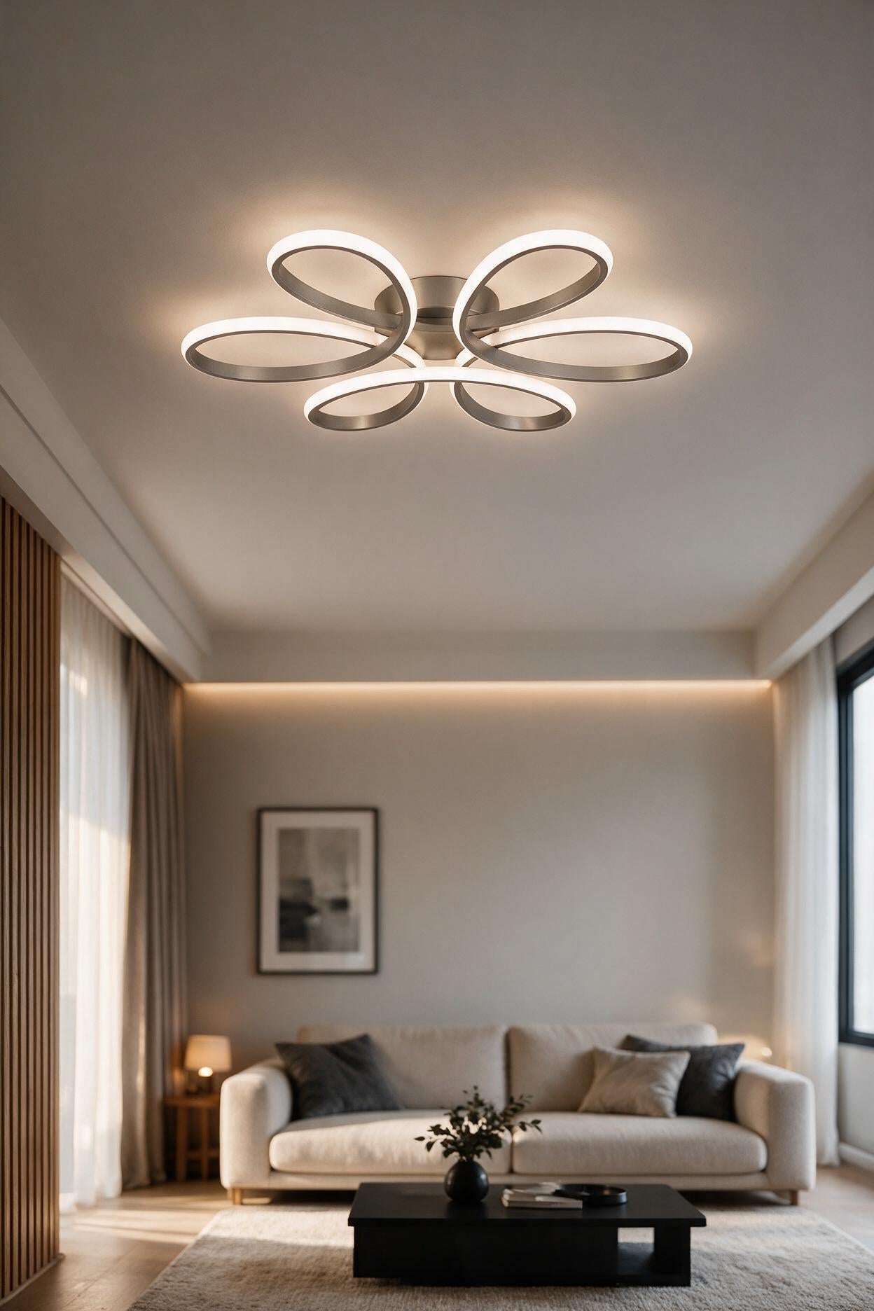 Linup Modern Gri Plafonyer Tavana Sıfır Beyaz Işık Salon Mutfak Yatak Odası Led Avize