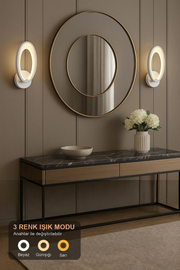 MS31005-1 Beyaz Mimari 3 Renk Ledli Modern Aplik-Takım 2 Adet
