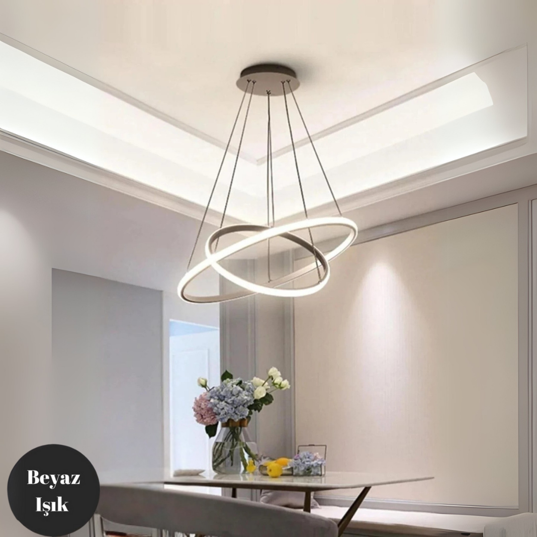Robin Gri 2'li Beyaz Ledli Modern Avize