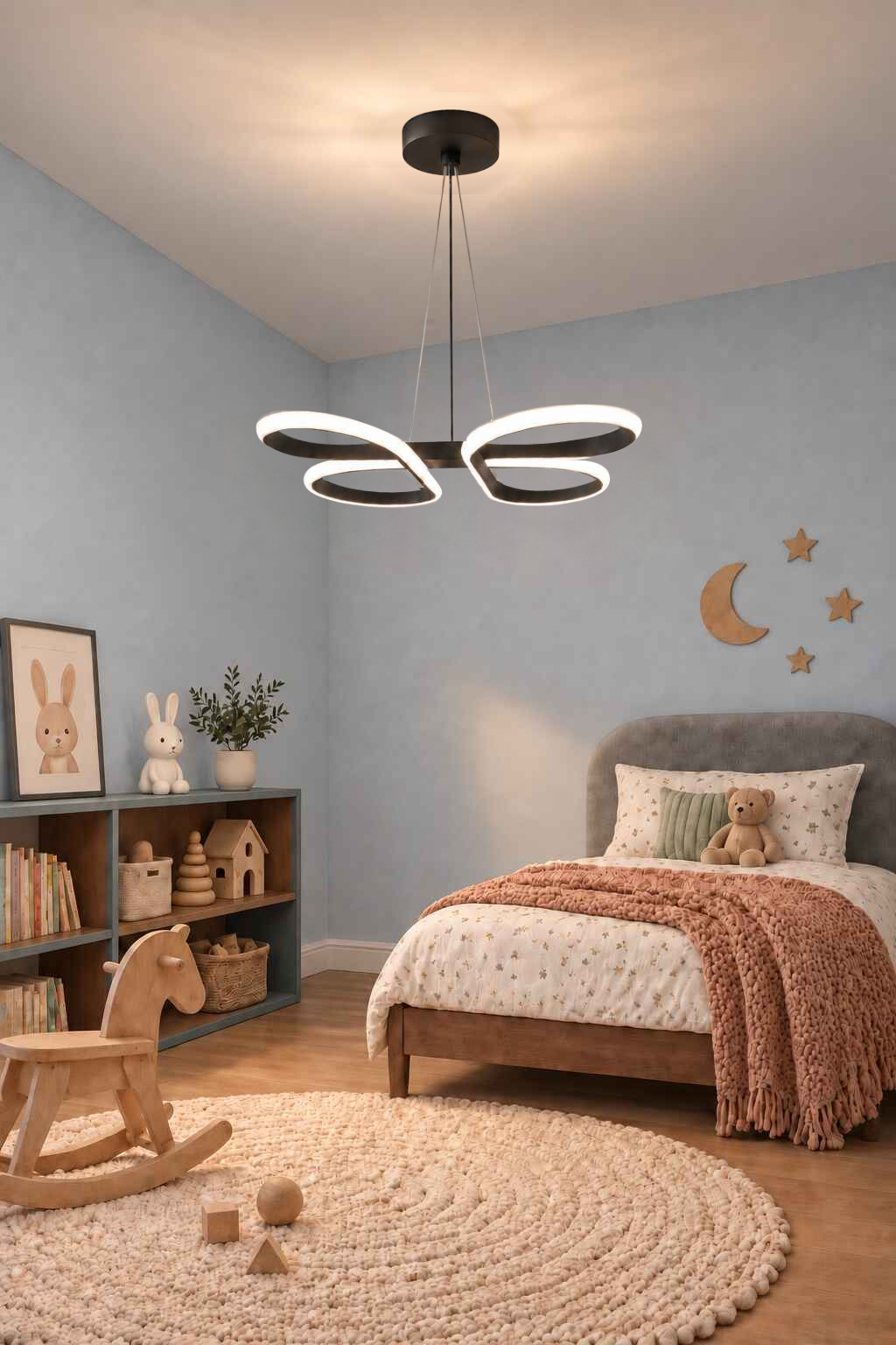 Papillon Siyah 3 Renk Ledli Sarkık Ledli Avize Modern Led Avize