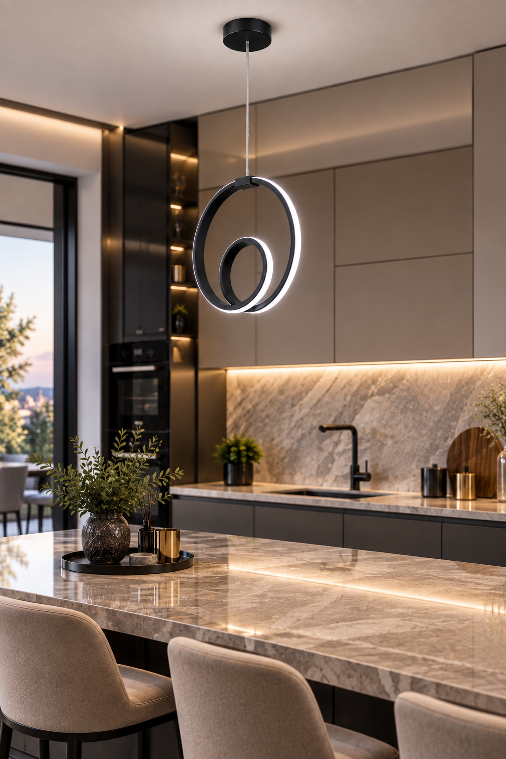 Orjin Siyah Tekli Sarkit Led Günışığı Ultra Ledli Salon Mutfak Oda Hol Ledli Avize