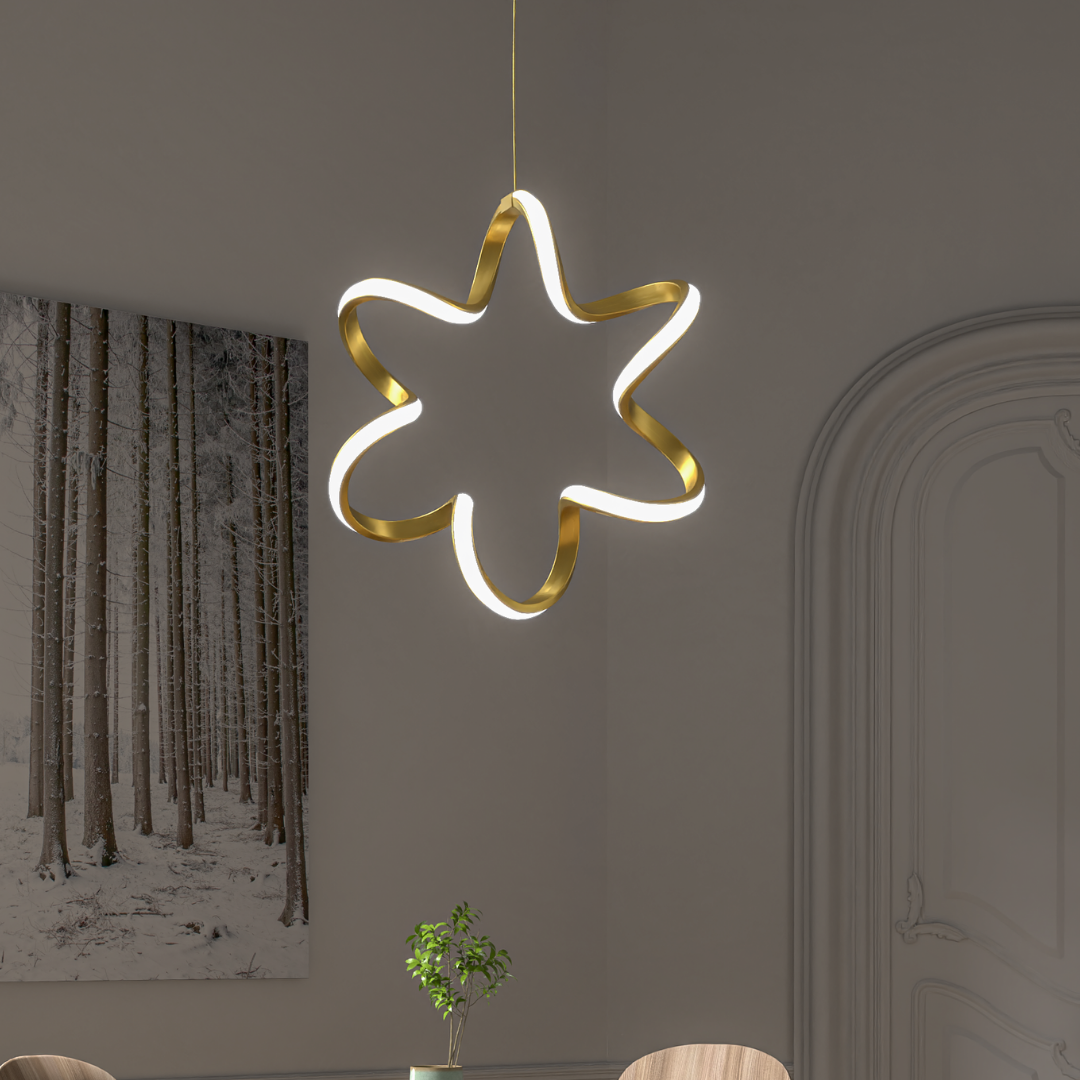 Yıldız Eskitme Tekli Sarkıt Led Beyaz Işık Ultra Ledli Salon Mutfak Oda Hol Ledli Avize