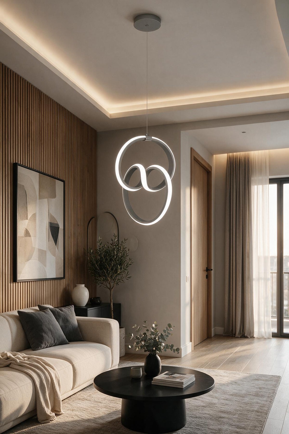 Emily Gri Tekli Sarkıt Led Günışığı Ultra Ledli Salon Mutfak Oda Hol Ledli Avize