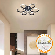 Papatya Siyah Plafonyer 3 Renk Ledli Avize Modern Led Avize  - Çap 40 cm