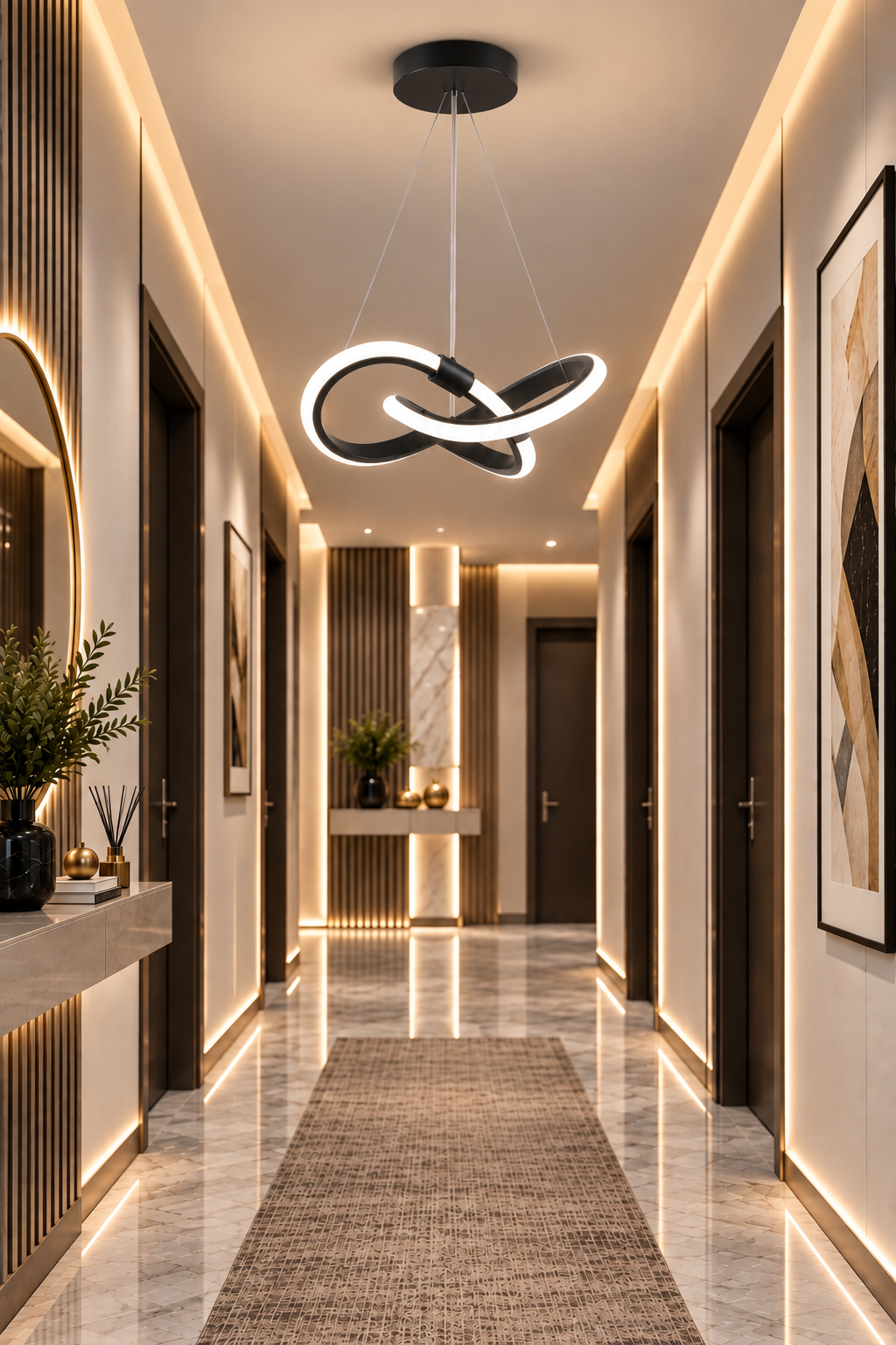 Modern Bonna Tekli Siyah Sarkıt Led Beyaz Işık Power Ledli Salon Mutfak Oda Hol Ledli Avize
