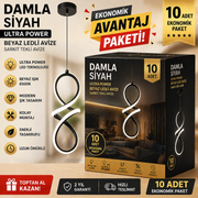 Toptan Led Avize 10 Adet Damla Siyah Sarkıt Beyaz Işık Led Avize